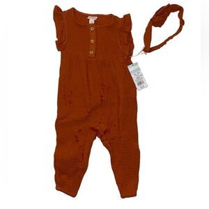 Cat & Jack Rust Romper Set Size 12 Months NWT